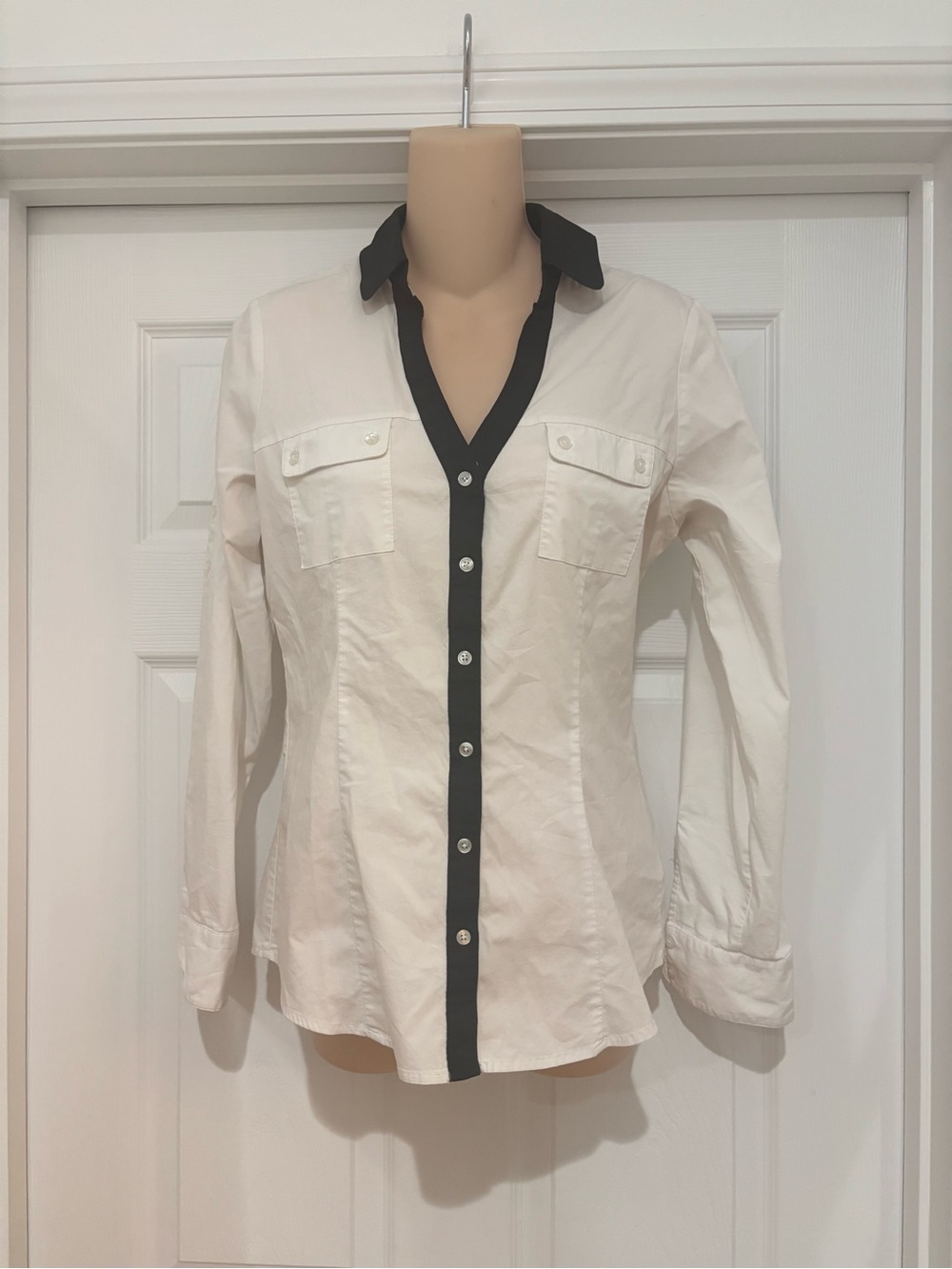 Express White Shirt with Black Trim